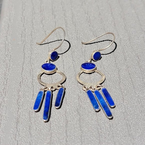 Jewelry - Lapis and Sterling Silver Dangle Earrings